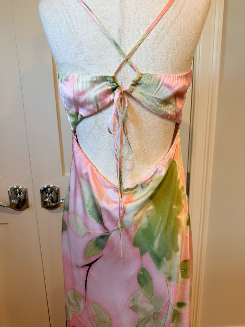 Abercrombie & Fitch Julia Pink and Green Floral Slip Maxi Dress - Picture 8 of 12